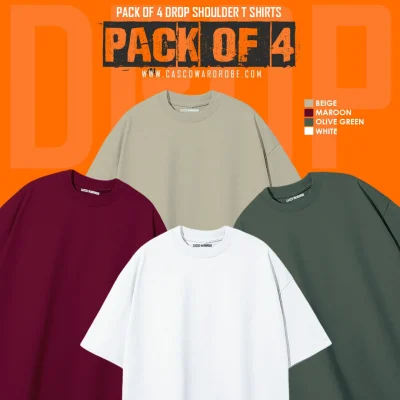Drop Shoulders Pack Of 4 T-shirts